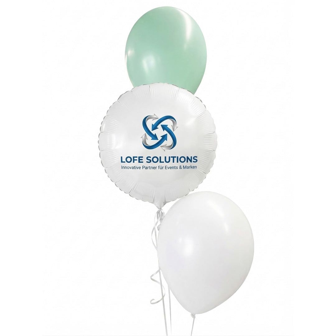 Personalisierter Folienballon Rund mit eigenem Logo (45cm) | Werbeballon beidseitig bedrucken